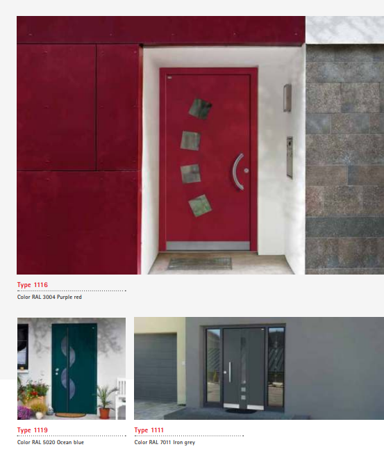 Type 1118 LivingLine – LivingLine Multi-Color Swarovski Glass Aluminium-Wood Front Door, Anthracite/Purple Red RAL, Transparent Matt Interior, Advanced Lock & Safety Features